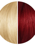 Starting hair color shade level 10 and results of midnight scarlet red hair dye