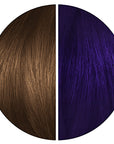 Starting hair color shade level 6 and results of midnight amethyst purple hair dye