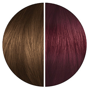 Starting hair color shade level 6 and results of midnight claret hair dye