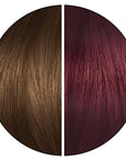 Starting hair color shade level 6 and results of midnight claret hair dye