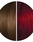 Starting hair color shade level 6 and results of midnight scarlet red hair dye