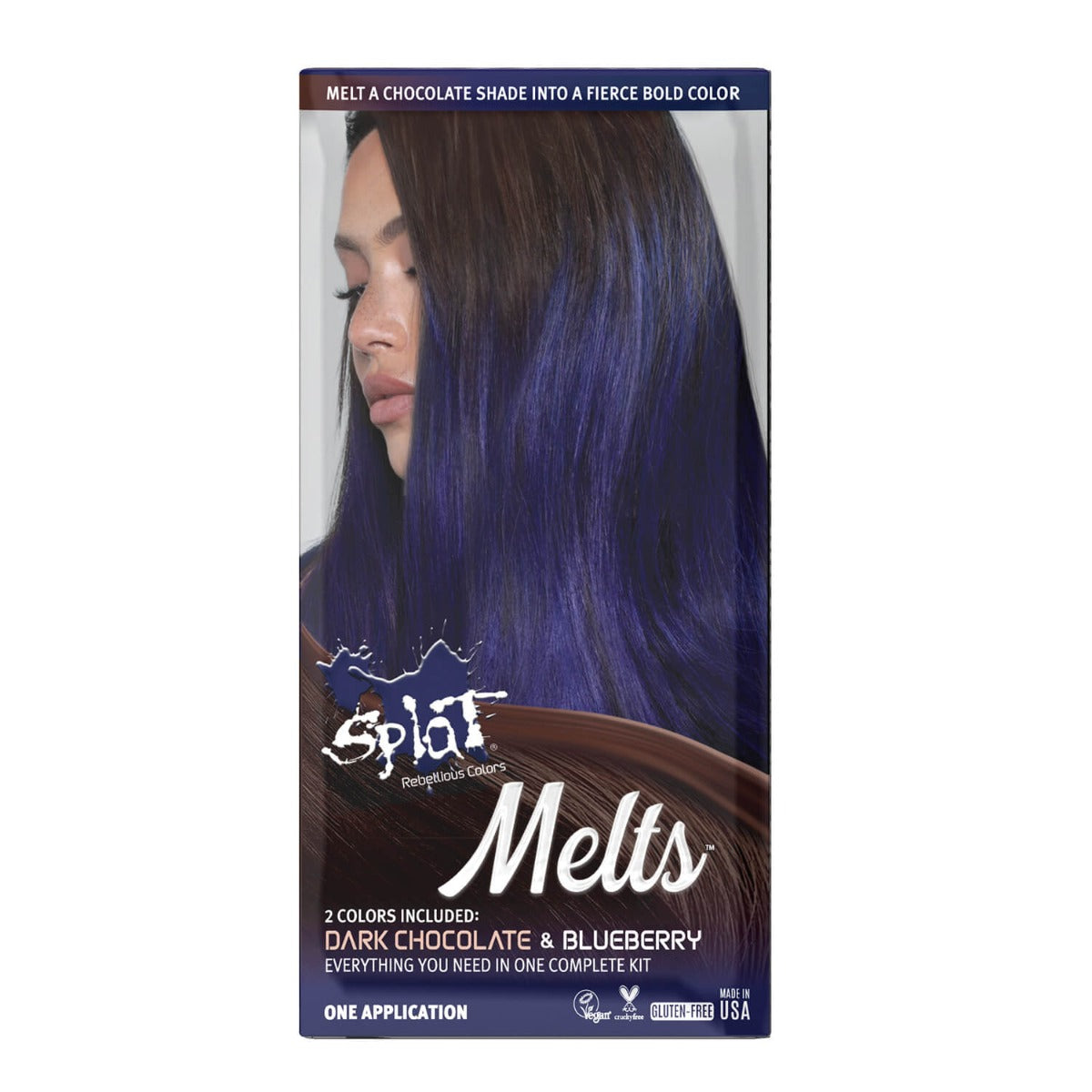 A box of Splat Hair Color's Melts Blueberry Hair Dye