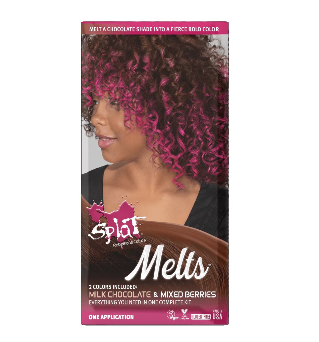 A box of Splat Hair Color's Melts Mixed Berries Hair Dye