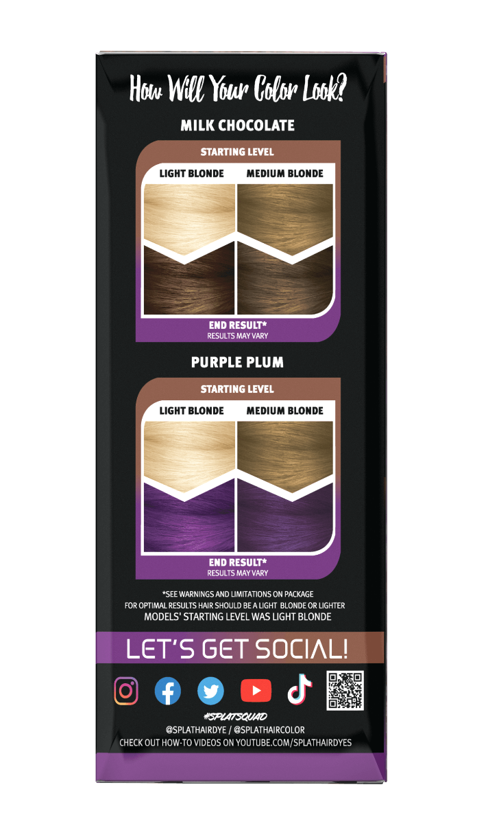 A box of Splat Hair Color's Melts Purple Plum Hair Dye