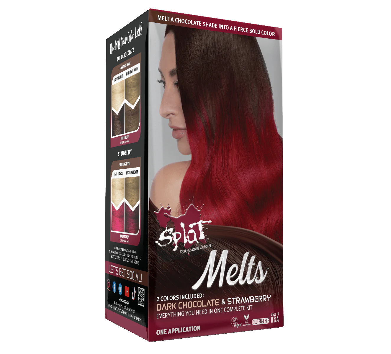 A box of Splat Hair Color's Melts Strawberry Hair Dye