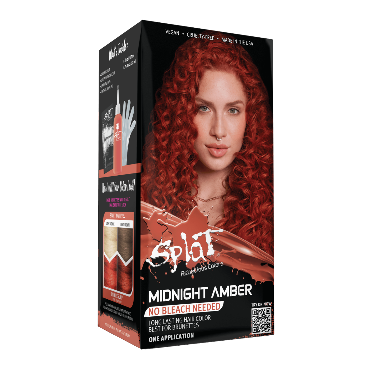 A box of Splat Hair Color's Midnight Amber Hair Dye