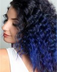 A photo of a model wearing  Splat Hair Color's Midnight Azure Hair Dye
