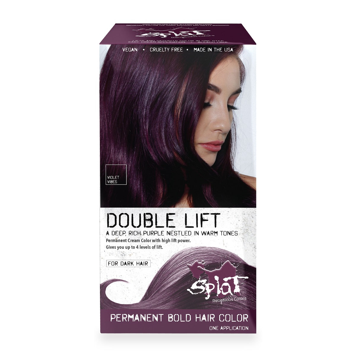 Splat Purple Permanent Hair Dye Kits for dark hair Double Lift Permanent Color Violet Vibes (Deep Purple)