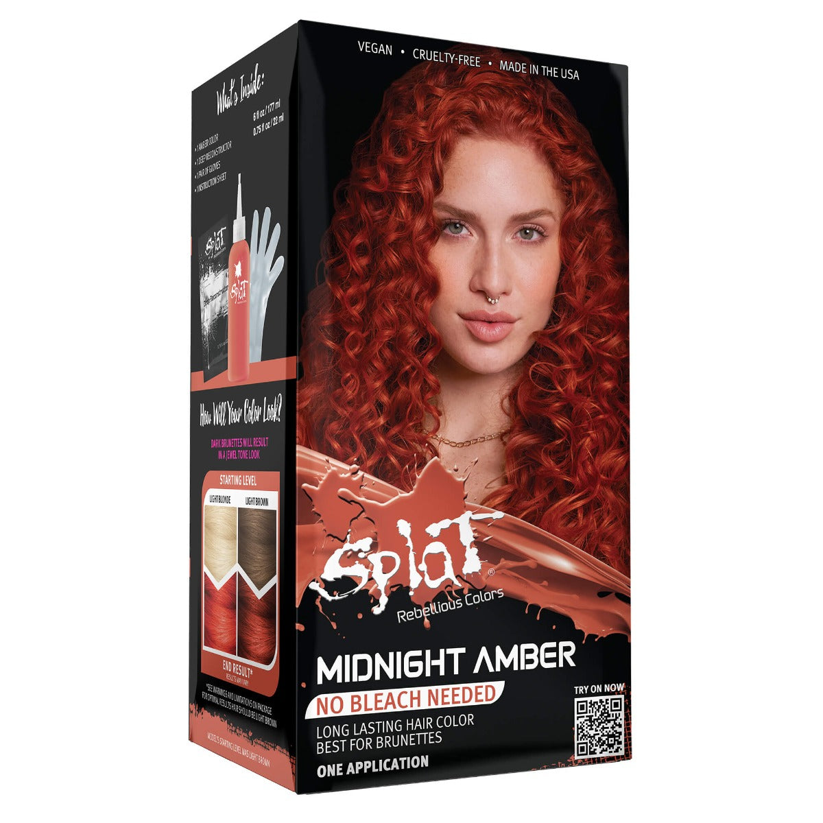 A box of Splat Hair Color's Midnigh Amber Hair Dye