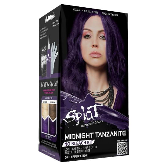Kit de tinte para el cabello semipermanente morado oscuro sin lejía con tanzanita de medianoche