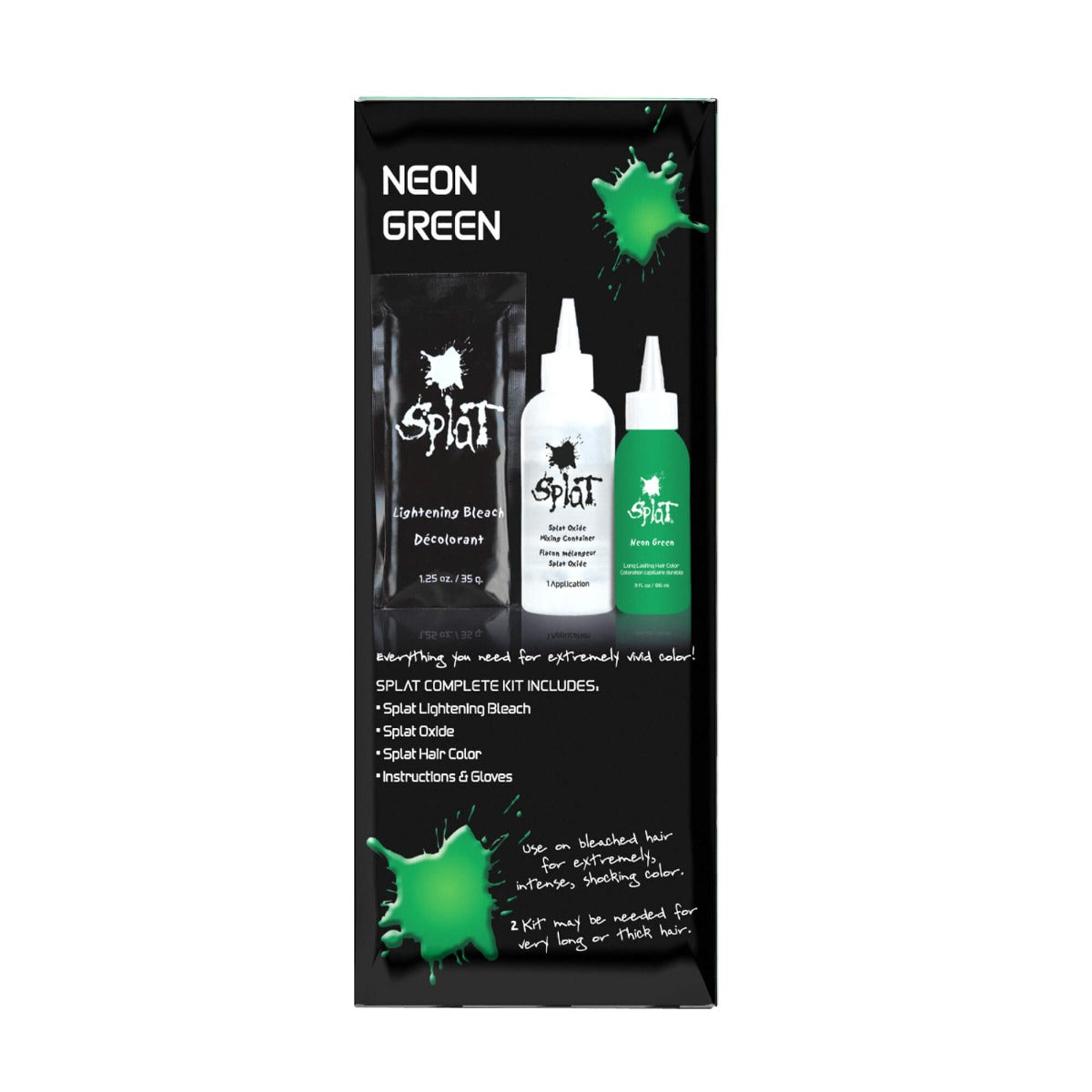 Neon Green: Original Neon Green Semi-Permanent Hair Dye Complete Kit with Bleach