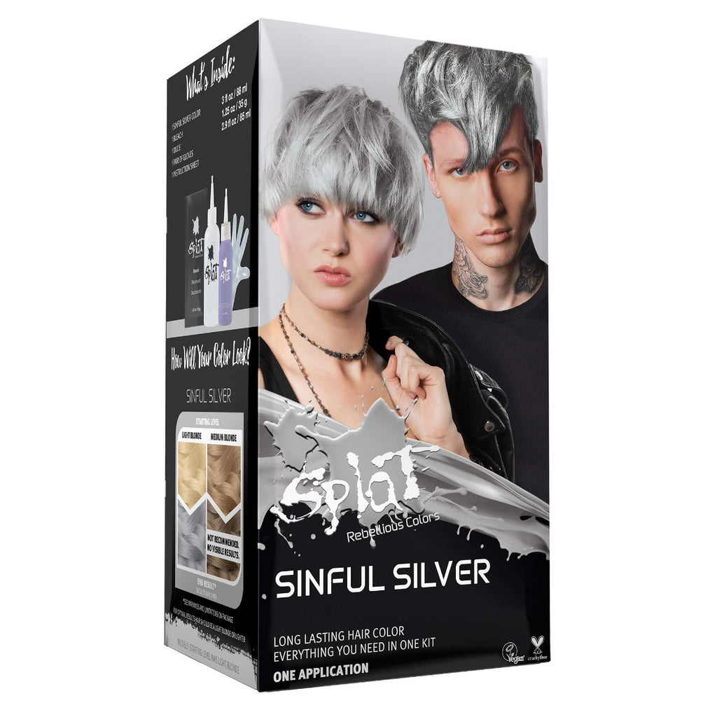 Sinful Silver: Silver Semi-Permanent Hair Dye Kit | Splat Hair Color