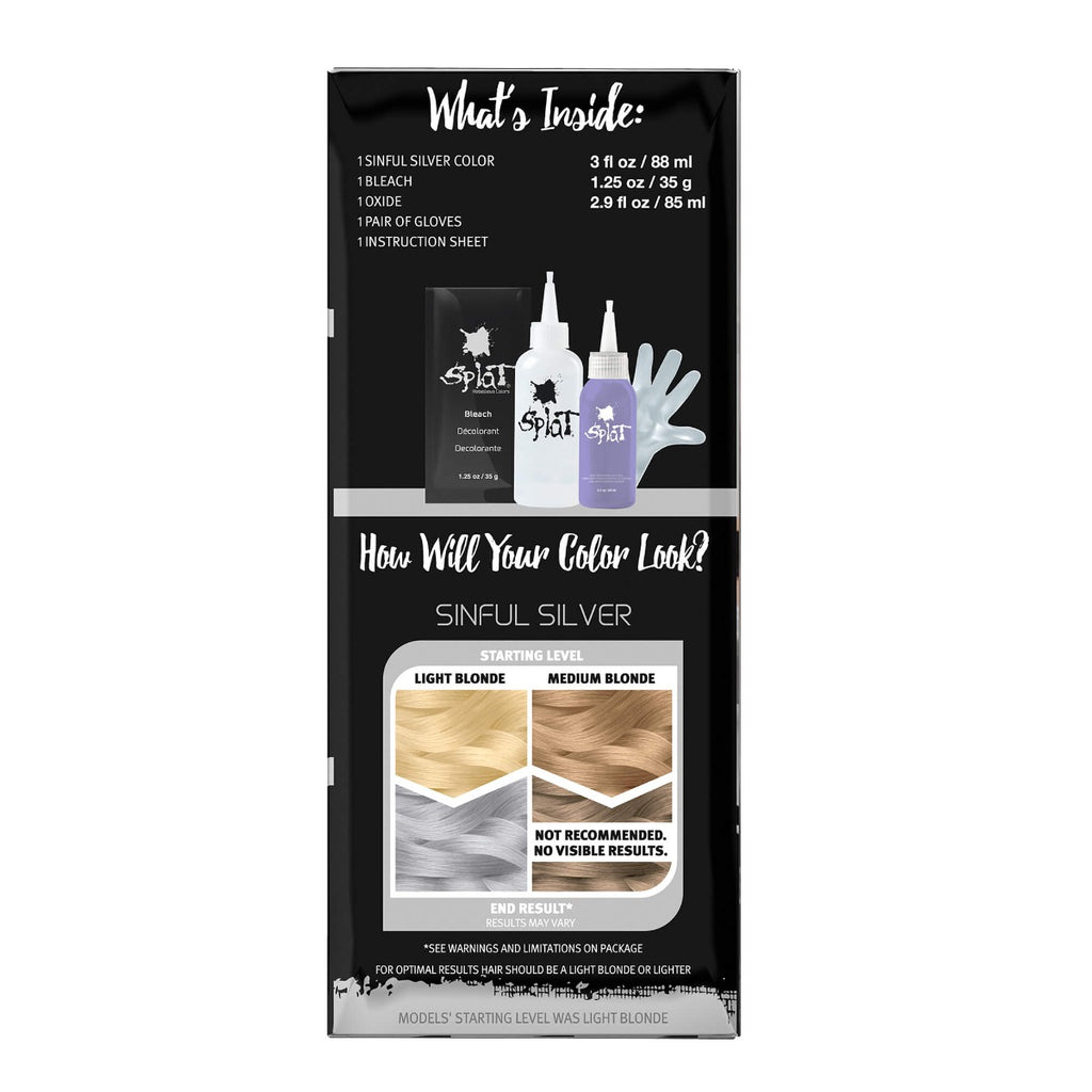 Silver Splat Sinful Silver: Silver Semi-Permanent Hair Dye Kit | Splat Hair Color