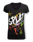 Splat Hair Color Vneck T-shirt Vertical