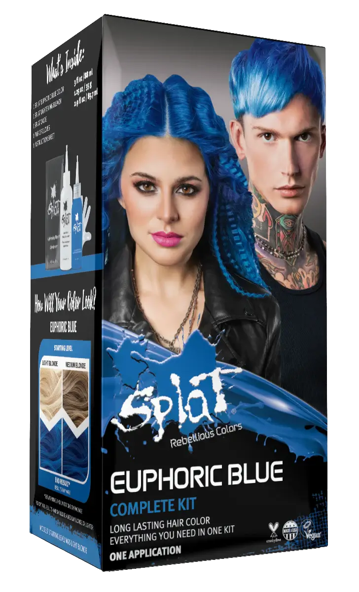 Euphoric Blue: Original Loud Blue Semi-Permanent Hair Dye Complete Kit with Bleach