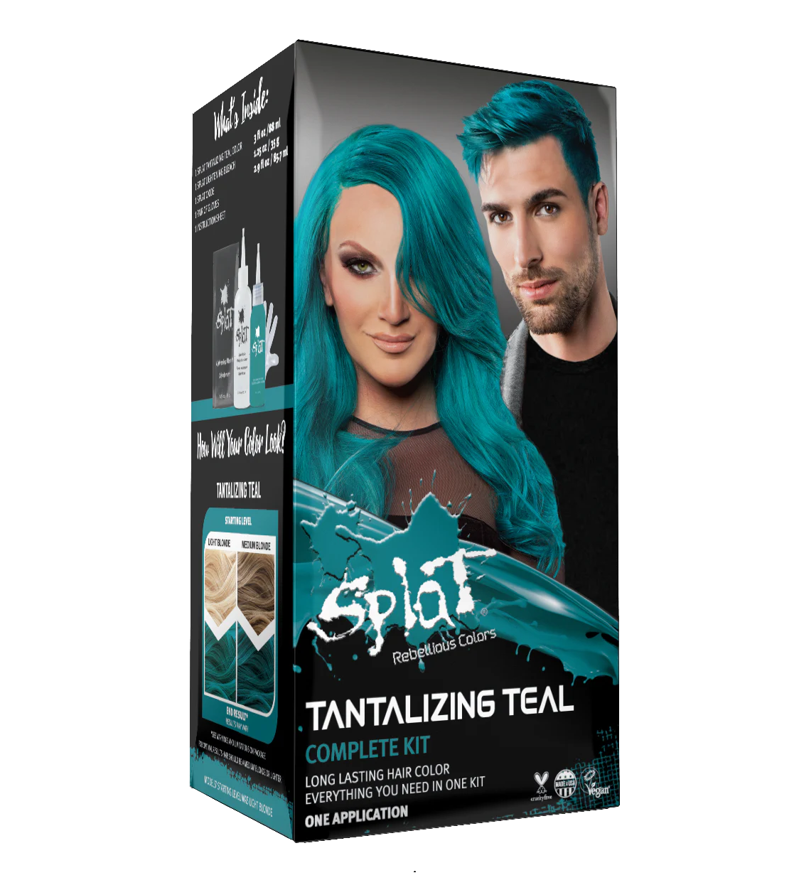 A package of Splat Hair Color&#39;s Tantalizing Teal Hair Dye