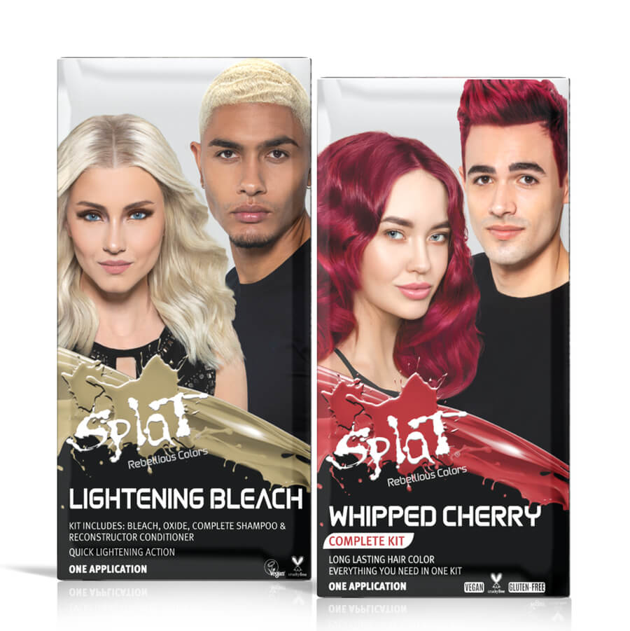 Splat By Color Express Paquete de blanqueador aclarante y cereza batida CK β Splat Hair Color