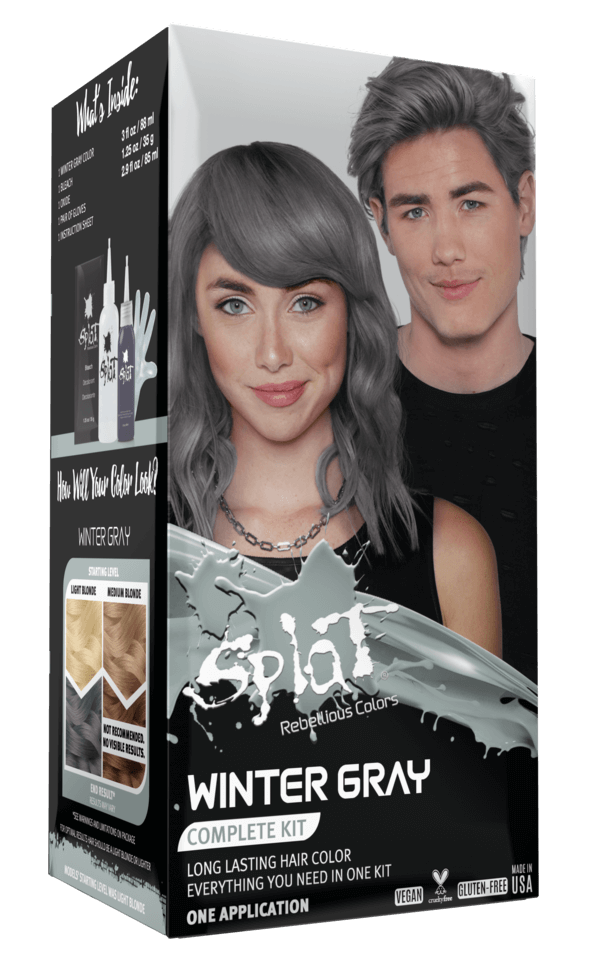 A package of Splat Hair Color's Winter Gray Hair Dye
